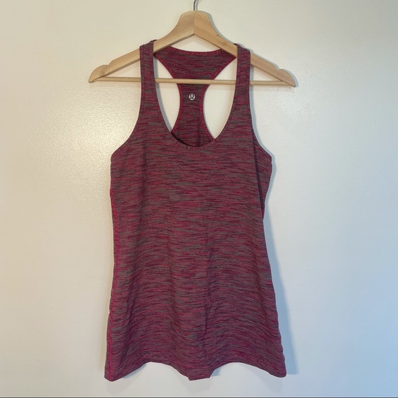 lululemon athletica Tops - Lululemon Pink Stripe Racerback Tank Top Yoga